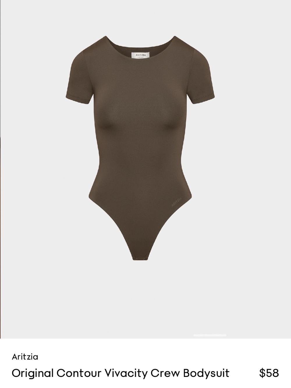Aritzia Contour Vivacity Crew Bodysuit - Light Brown/Taupe